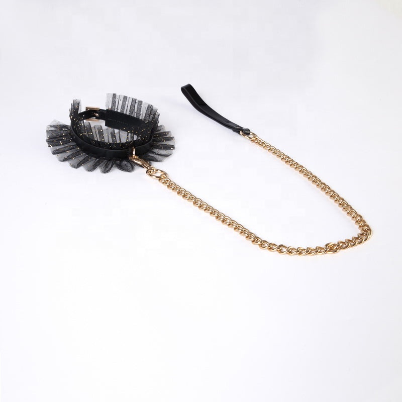 Leather and Lace Collar and Cuffs Set