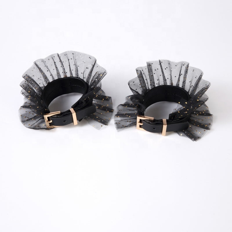 Leather and Lace Collar and Cuffs Set