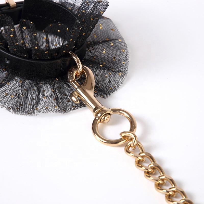 Leather and Lace Collar and Cuffs Set