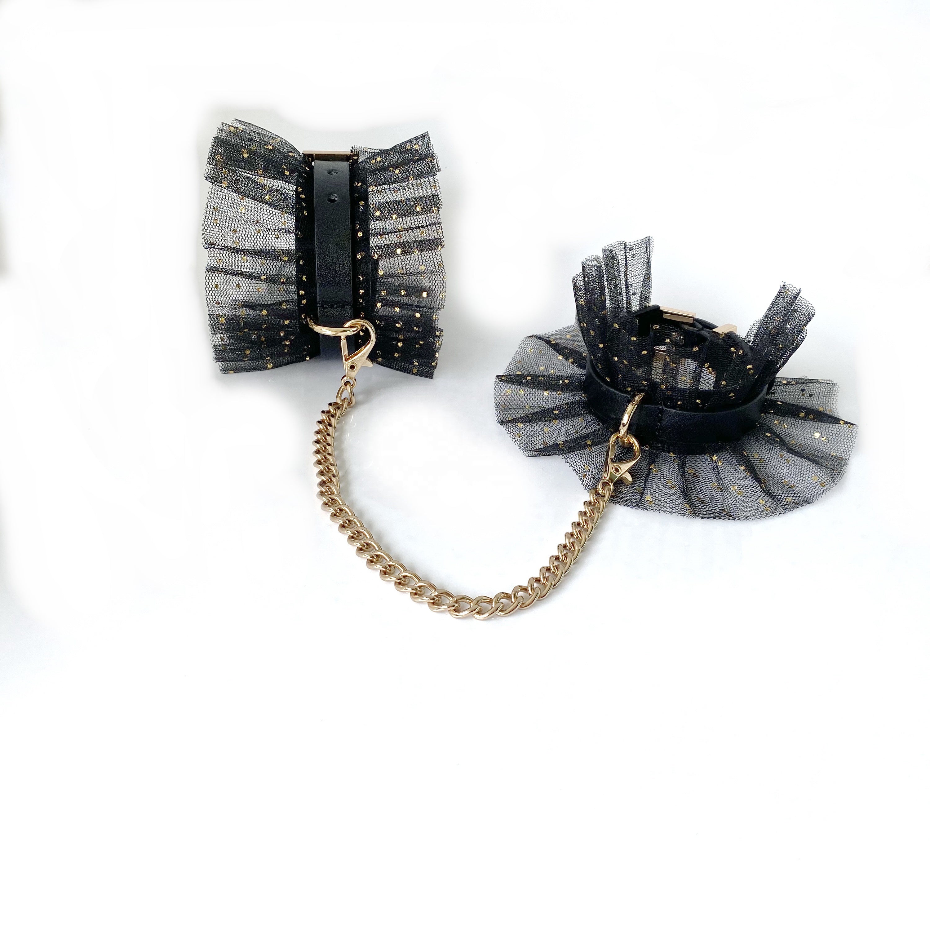 Leather and Lace Collar and Cuffs Set