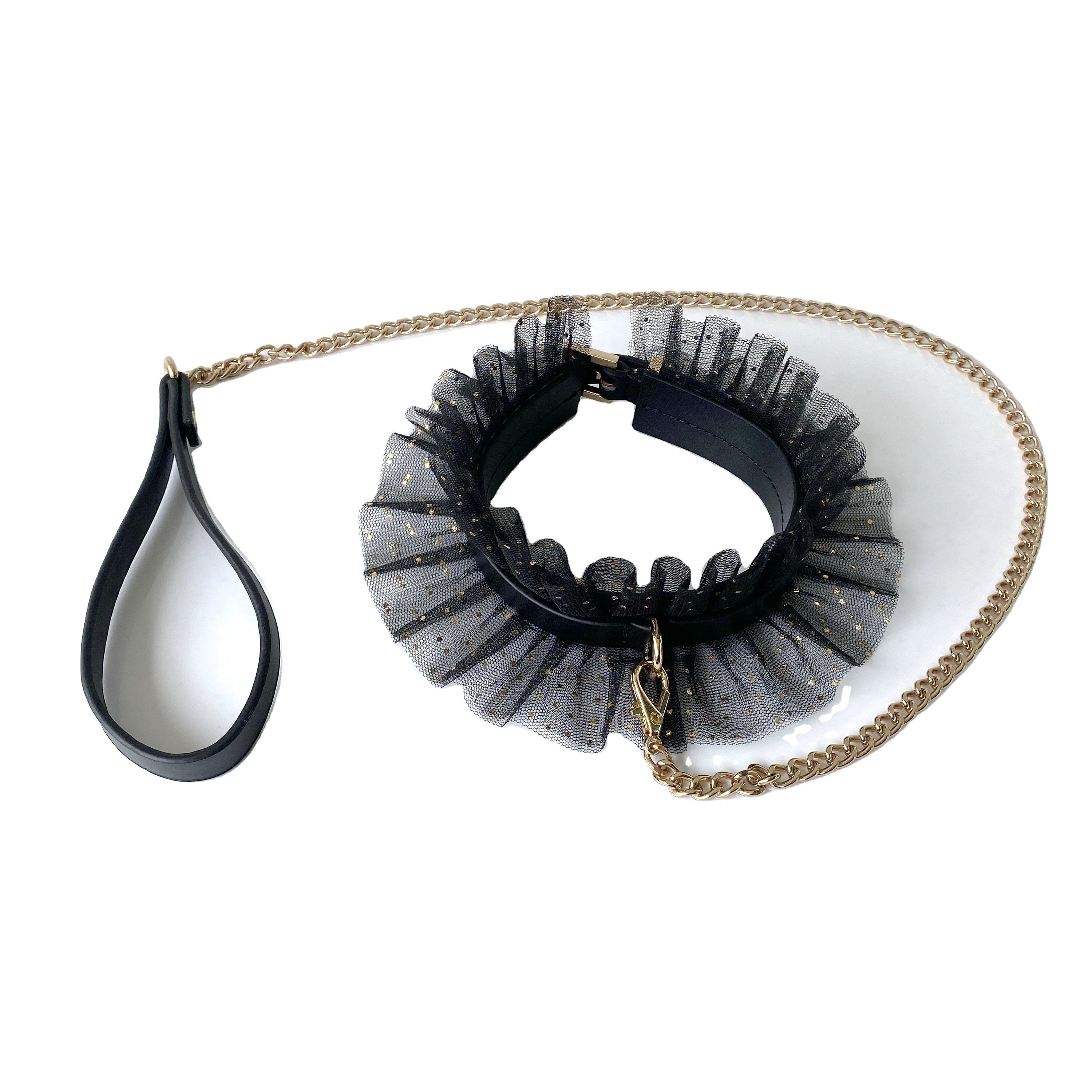 Leather and Lace Collar and Cuffs Set