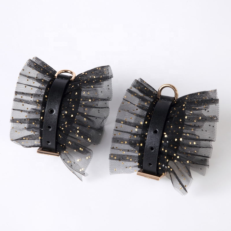 Leather and Lace Collar and Cuffs Set