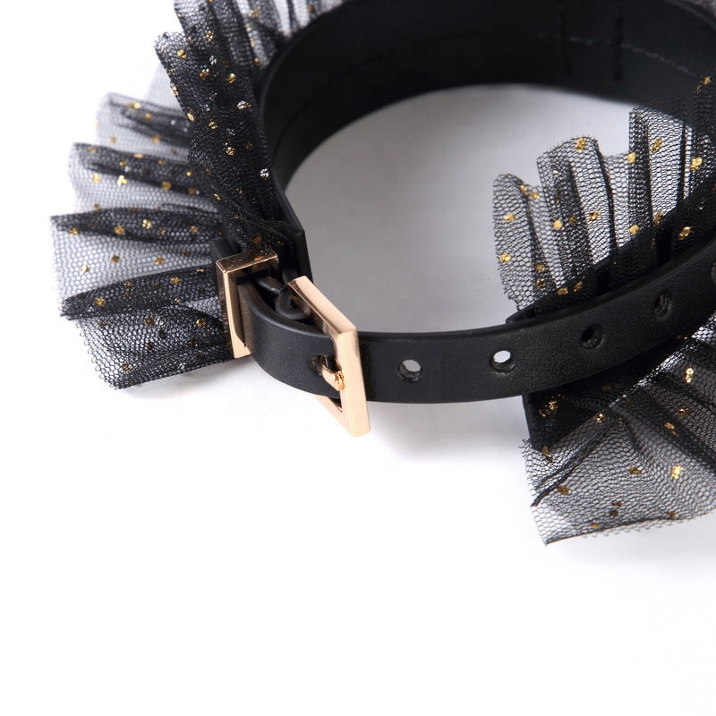 Leather and Lace Collar and Cuffs Set
