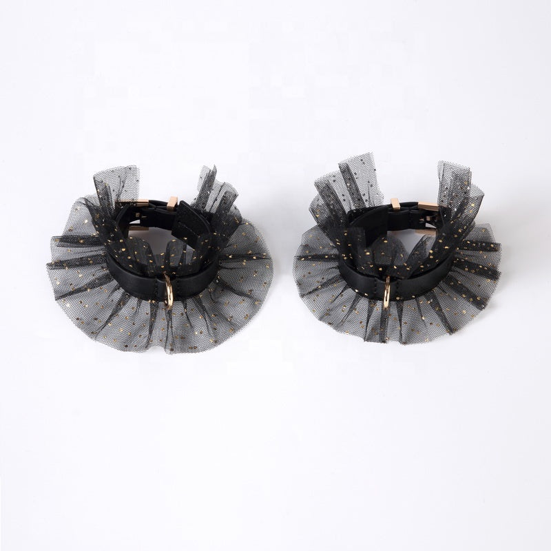 Leather and Lace Collar and Cuffs Set