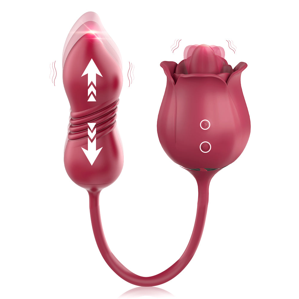 Evolved Thrusting Rose - Licking Vibrator with Thrusting Love Egg