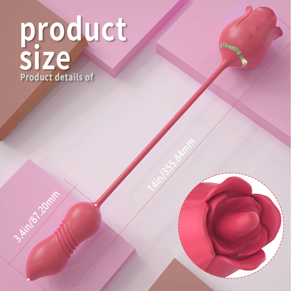Evolved Thrusting Rose - Licking Vibrator with Thrusting Love Egg