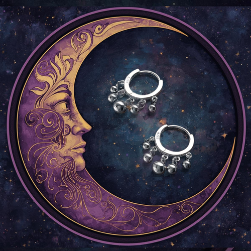 Bohemian Moon Huggie Hoops